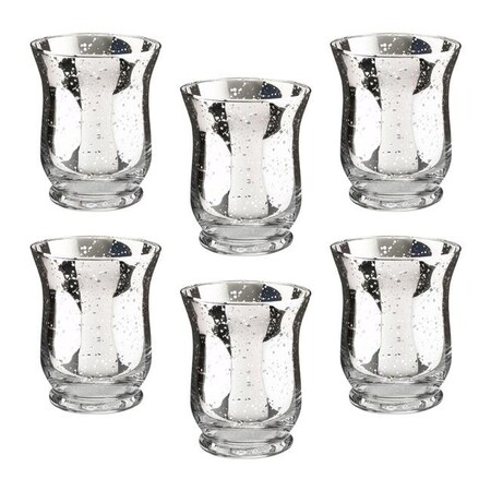 Lillian Rose CA956 S Mercury Tulip Shaped Glass Votive & Tea Largeight Holders - Set of 6 - Silver
